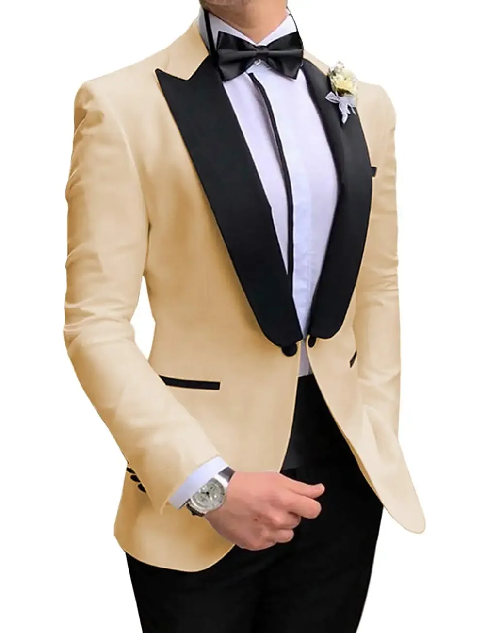 

New 2024 Bespoke Wedding Dress Suit Champagne Groom Tuxedos Groomsmen Best Man Suits Slim Fit Mens Wedding /Business/Groom Suits