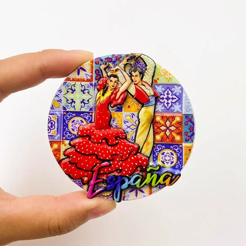 

3D Spanish Tile Flamenco Dancer Fridge Magnets Travel Souvenir Home Decorations Gifts Unique Kitchen Magnet Collectible Artwork