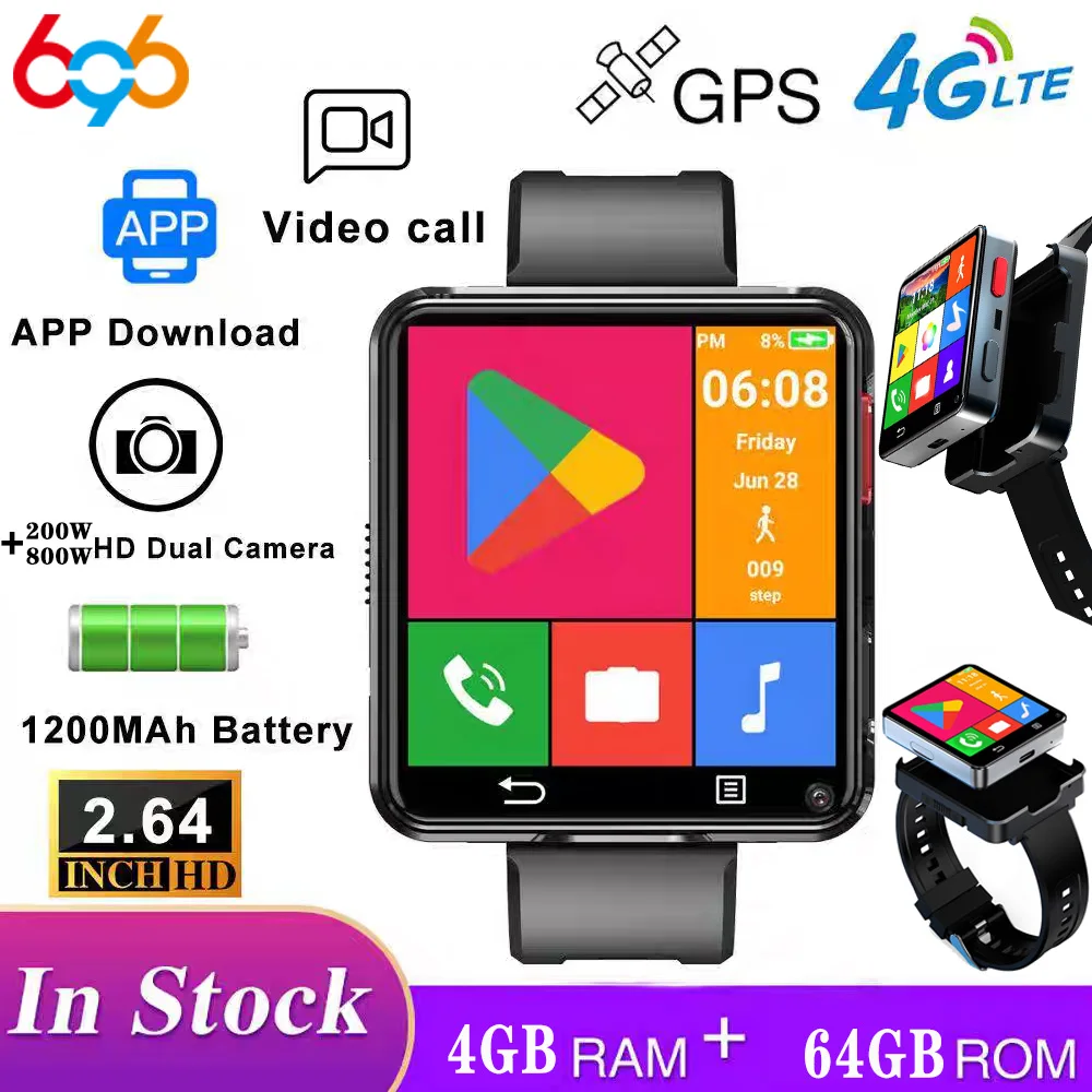 Jam Tangan Pintar Mini 4GB+64GB Unduh Aplikasi Smartwatch Kamera Ganda Panggilan Video 4G Android Smart Watch Wifi GPS Jam Tangan Pria SOS Wanita