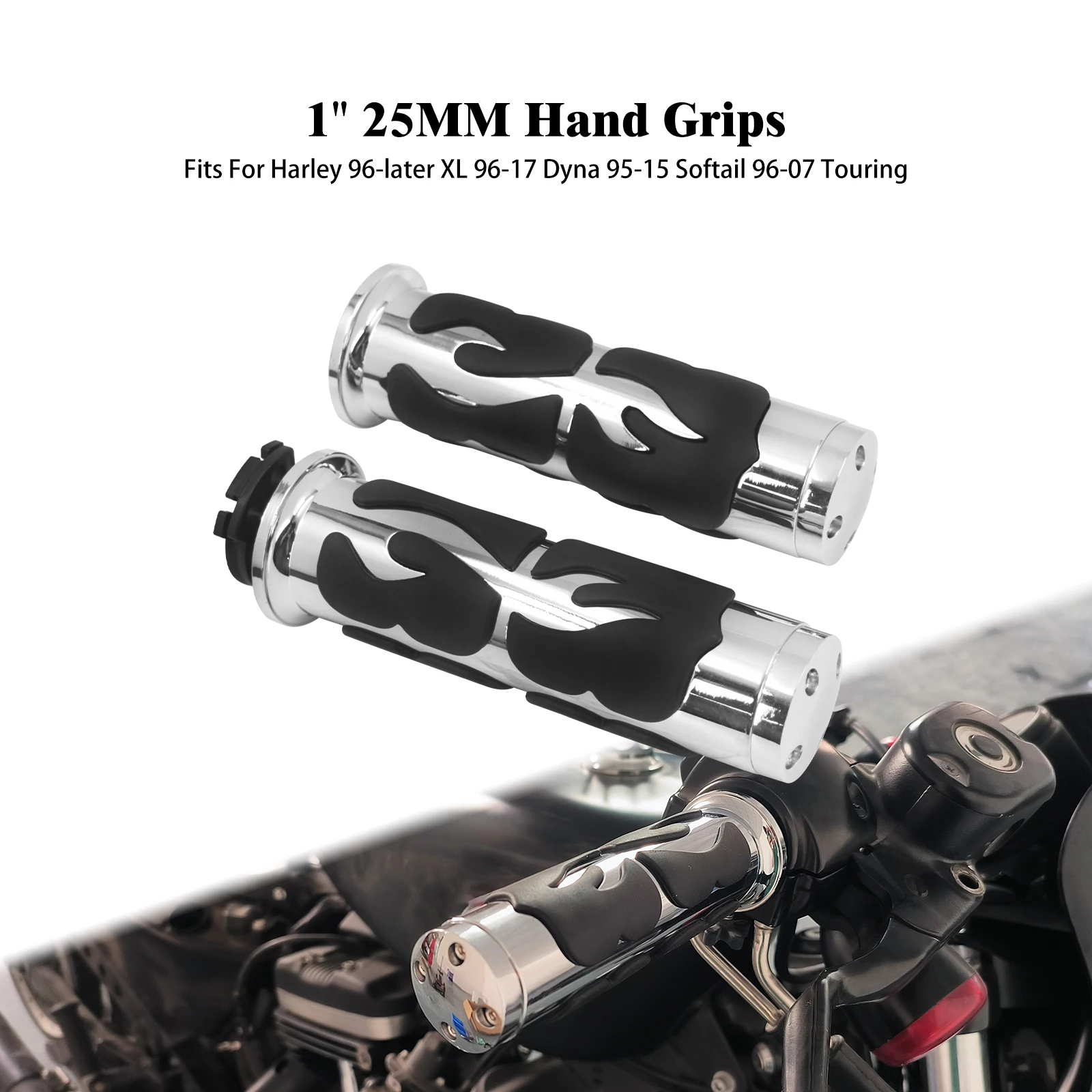 25mm Flame Handlebar Grips Motorcycle 1