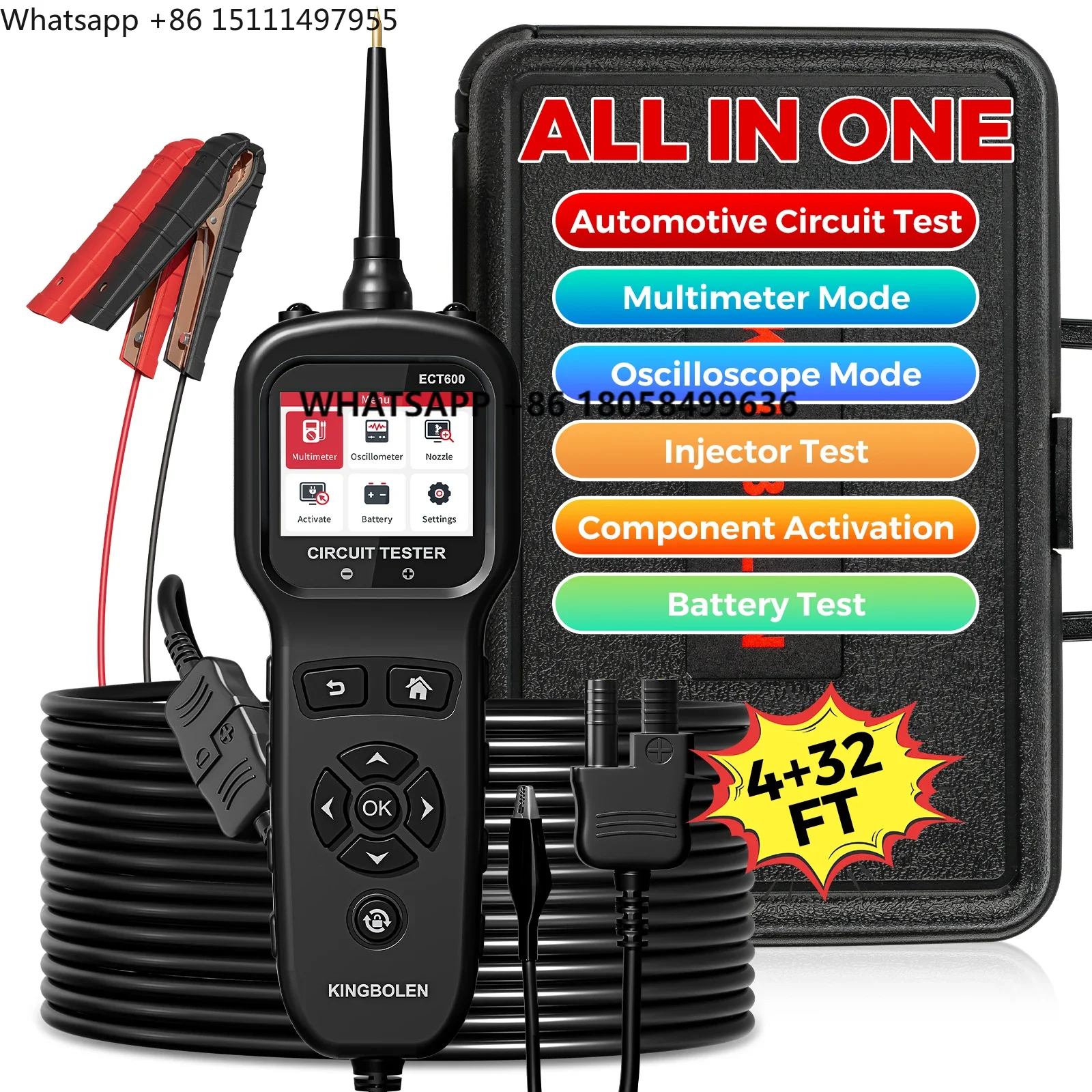 Kingbolen New ECT600 Auto Circuit Tester 12V/24V Car Battery Tester With Clean Function Electric Power Auto Scanner