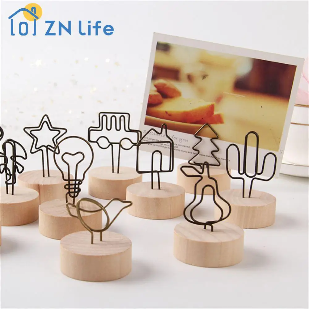 Photo Holder Durable Creative Lovely Simple Paper Clamp Note Holder Romantic Fun Wooden Vintage Picture Stand Card Holders