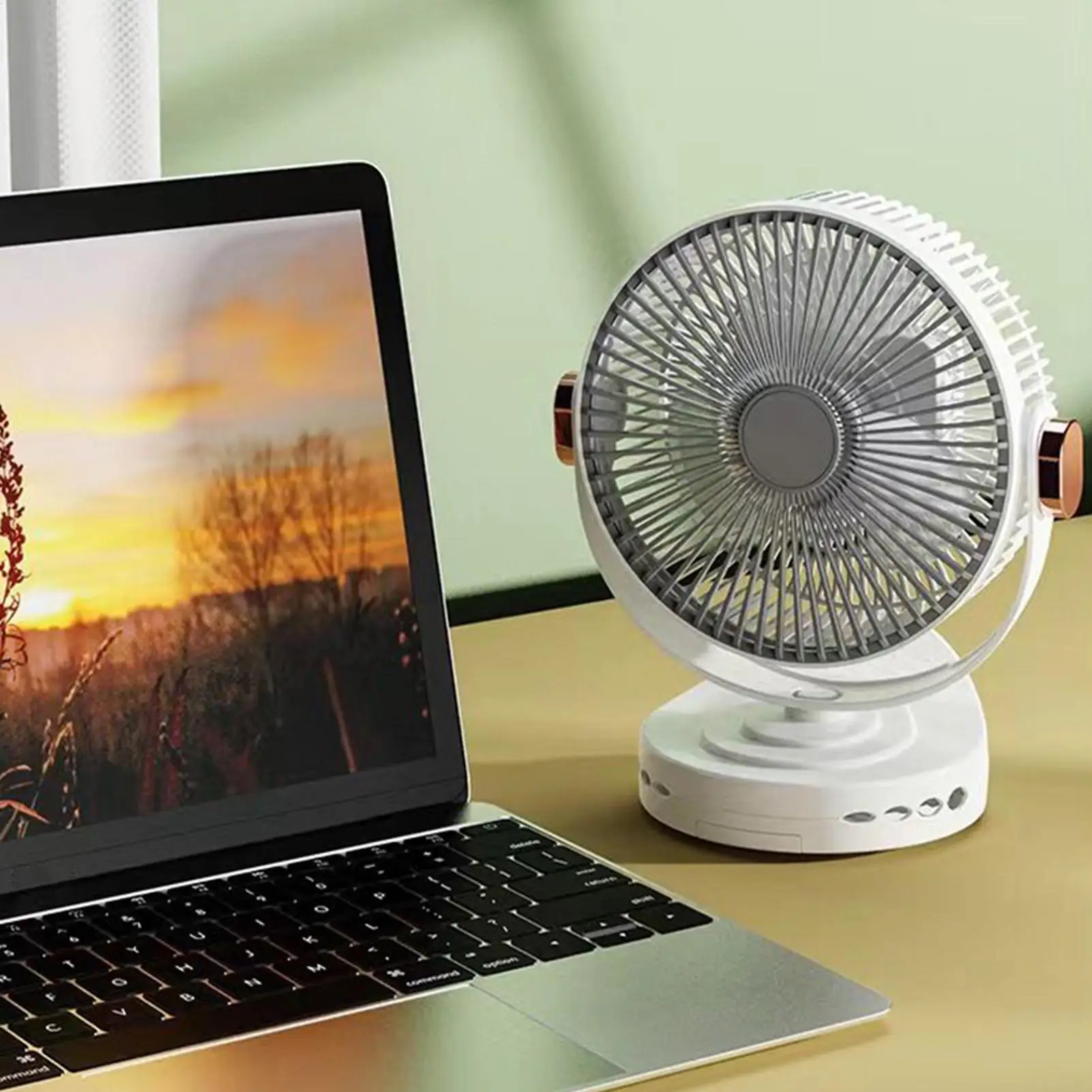 Clip Fan Clip On Personal Fan 8-Inch Hangable Adjustable-Speed Quiet USB Standing Breeze Maker with Light for Bedroom Car
