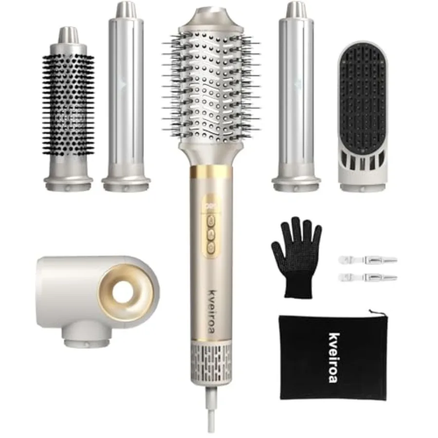 

6 in 1 Hot Air Brush and Hair Dryer High-Speed Hair Dryer Brush with Auto Wrap Curlers Hot Air Styler Wrap Fast Drying and Friz