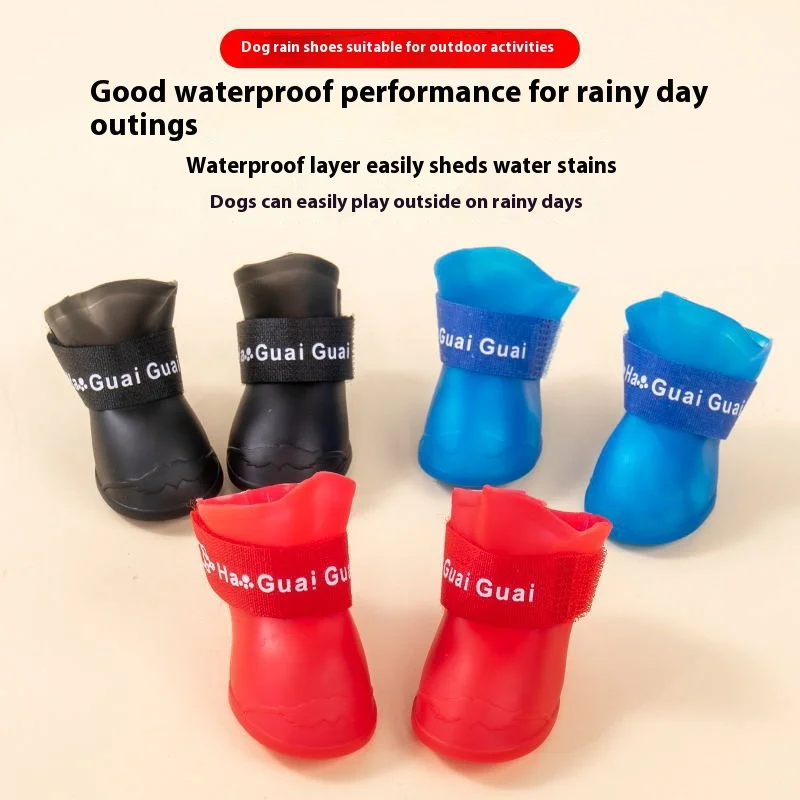 

Two Pairs Waterproof Dog Rain Boots – Silicone Paw Protectors for Bigbear/Teddy & Cats (Non-Slip Sole