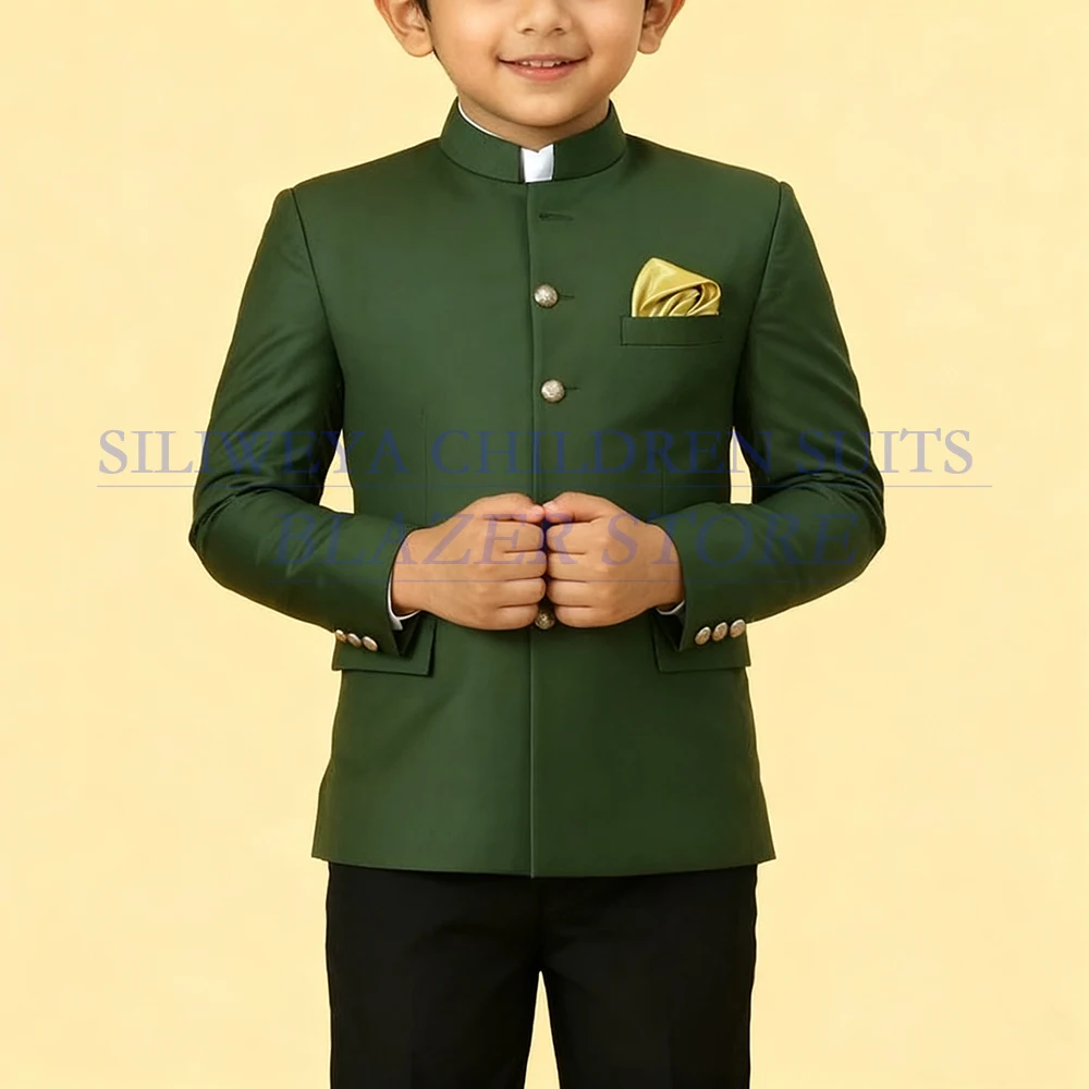 

Luxury Single Breasted Boy's Suits Formal Stand Lapel Slim Fit 2 Piece Jacket Pants Customized Kids Clothing Costume Full Sets