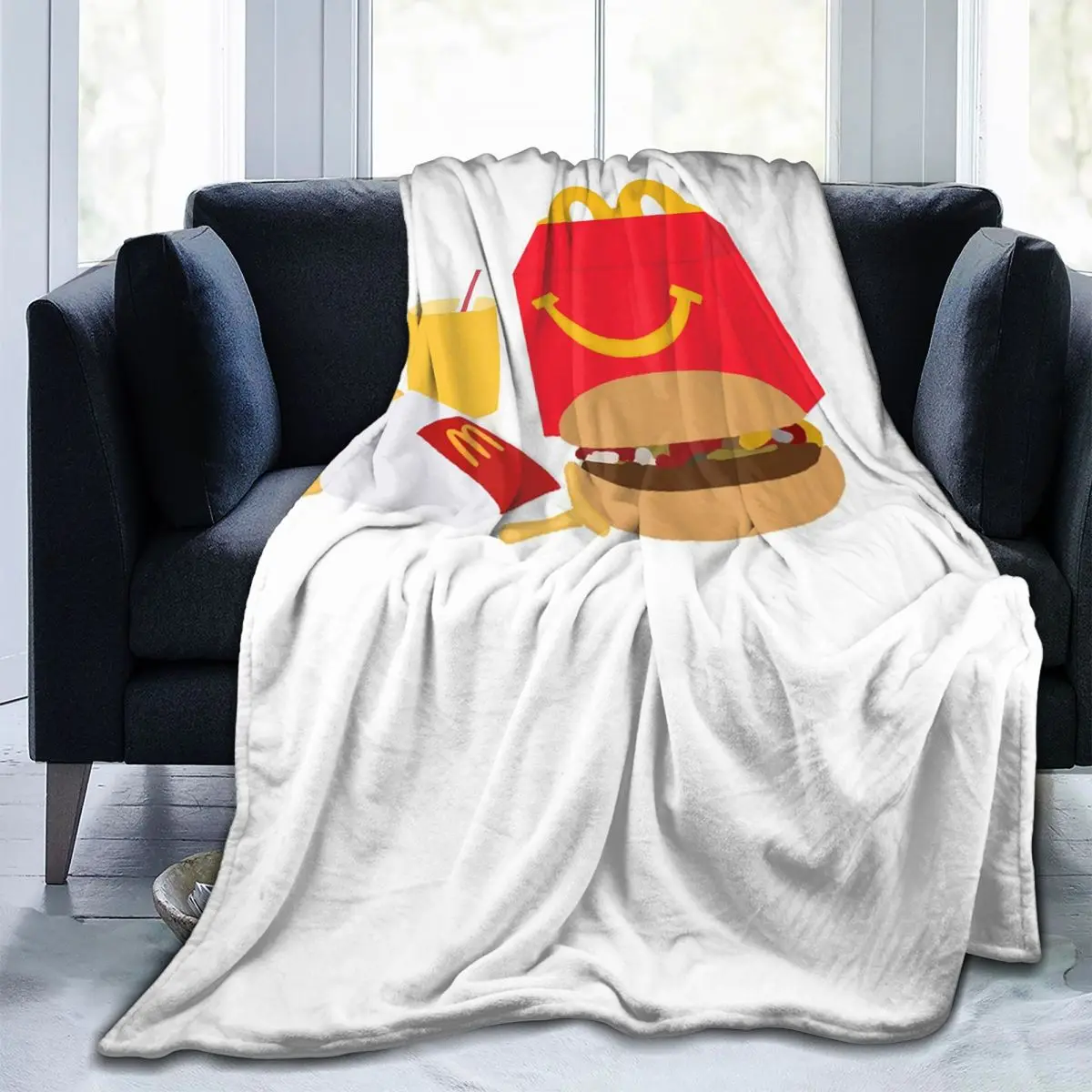 

McDonald's Happy Meal Blanket Flannel Sofa Throw Blanket Super Soft for Home Bedroom Office Throws Bedspread Quilt