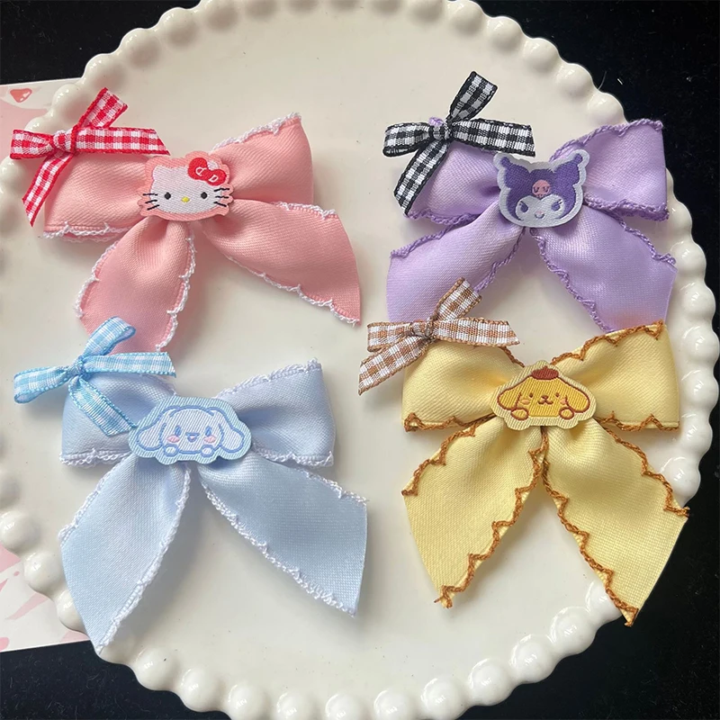 Cute Solid Color Bow Hair Clips para Mulheres, Bangs Hair Clip para Meninas, Handmade Kawaii Barrettes, Headwear para Crianças, Acessórios para cabelo