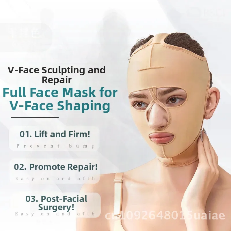 Masque facial complet, bandage pour sculpture de fil d'aspiration faciale, plis nasolabiens, soulever et serrer le double menton, ensemble mandibulaire