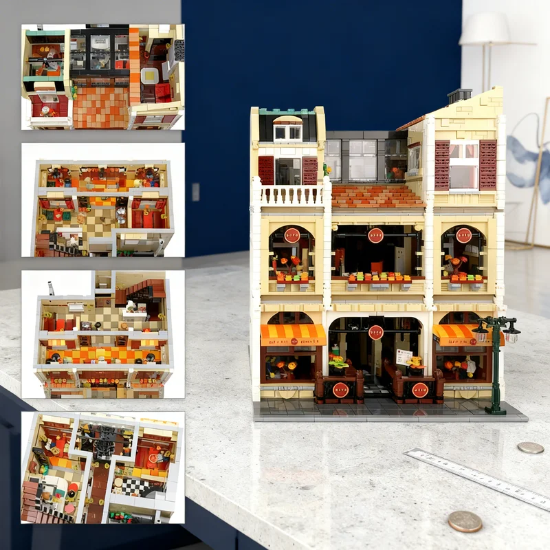 

5367pcs MOC Pizzeria Modular Streetscape Model Building blocks Construction Christmas gifts toy creative DIY idea Architecture