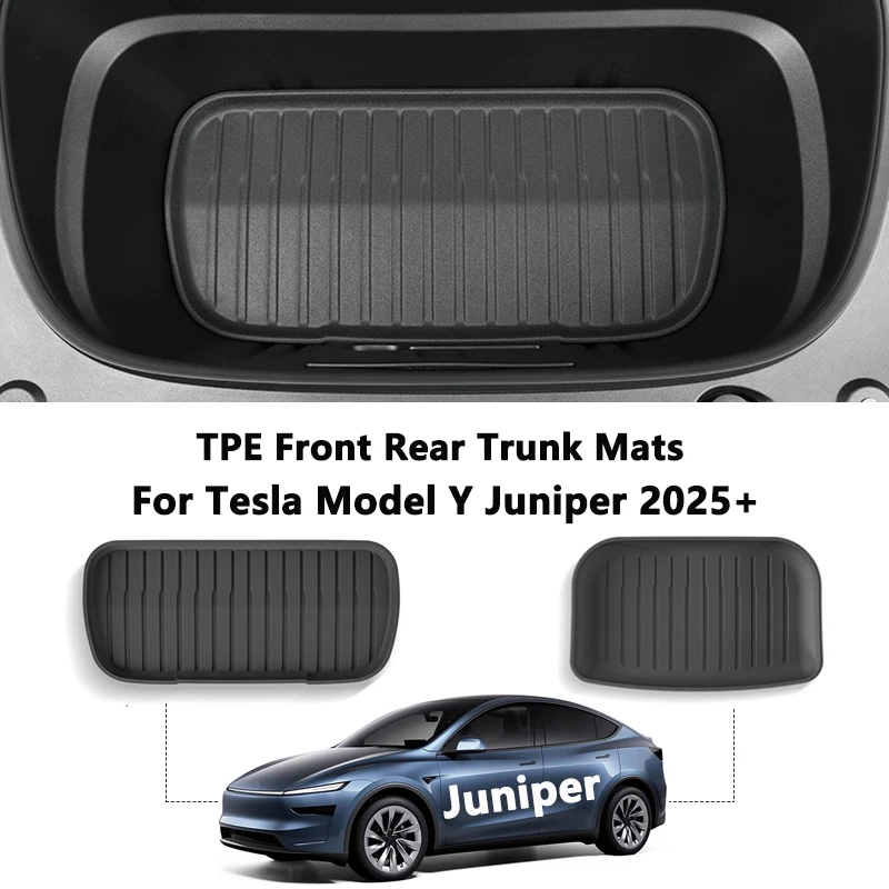 Für Tesla Modell Y Juniper 2025, Vorne Hinten Stamm Matte TPE Untere Lagerung Box Pads Schutzhülle Cargo-Liner Stamm Fach boden Matte