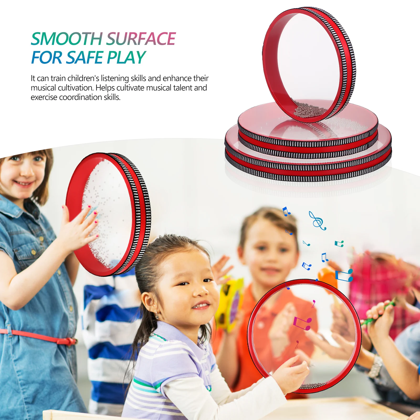 

3 Pcs Sea Wave Drum Instrument Musical Hand Percussion Instruments Car Plastic for Kids Child