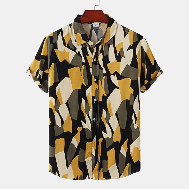 2024 New Fashion uomo donna camicie hawaiane stampa a righe bottoni Harajuku t-shirt Y2k top Streetwear abbigliamento a maniche corte maschile