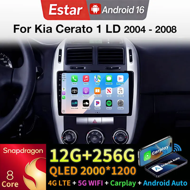 

Wireless CarPlay Android Auto For Kia Cerato 1 LD 2004 2005 2006 2007 2008 Android 16 Player Stereo Car Radio 4G 2 DIN Autoradio