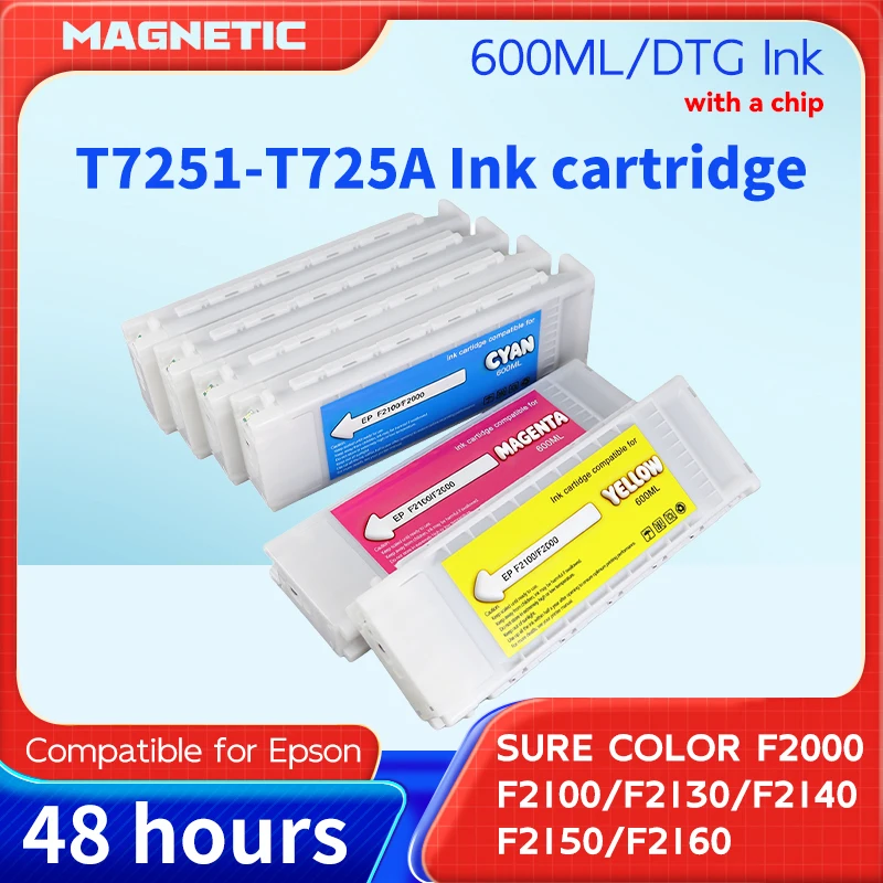 T7251 T7254 T725A ink Cartridge with DTG Textile ink Compatible for Epson surecolor F2000 F2100 F2130 F2140 F2150 F2160 printer