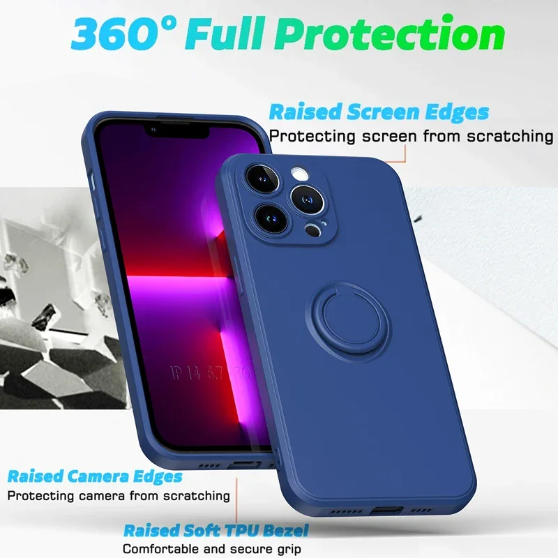 Luxury Ring Holder Silicone Case For iPhone 15 14 13 12 Pro Max X XS XR 8 7 Plus SE 2020 iPhone13 iPhone14 12Pro Silicon Cover