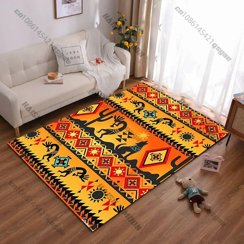 Southwestern cultural art design carpet Yoga living room room decor children's crawling mat doormat area rug games mat