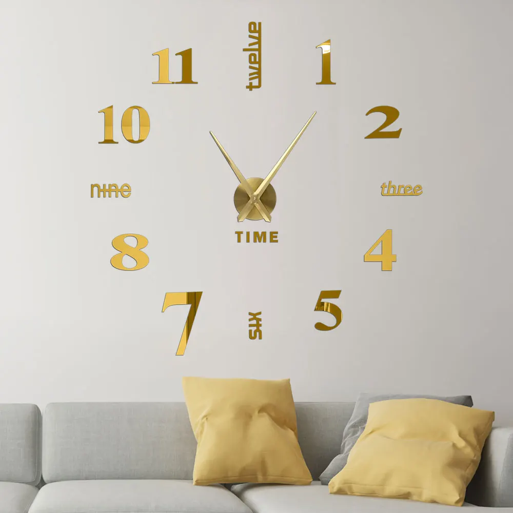 

Large Wall Clock reloj de pared Quartz Watch 3D DIY Big Decorative Kitchen Clocks Acrylic Mirror Stickers Wall Clocks Home Decor