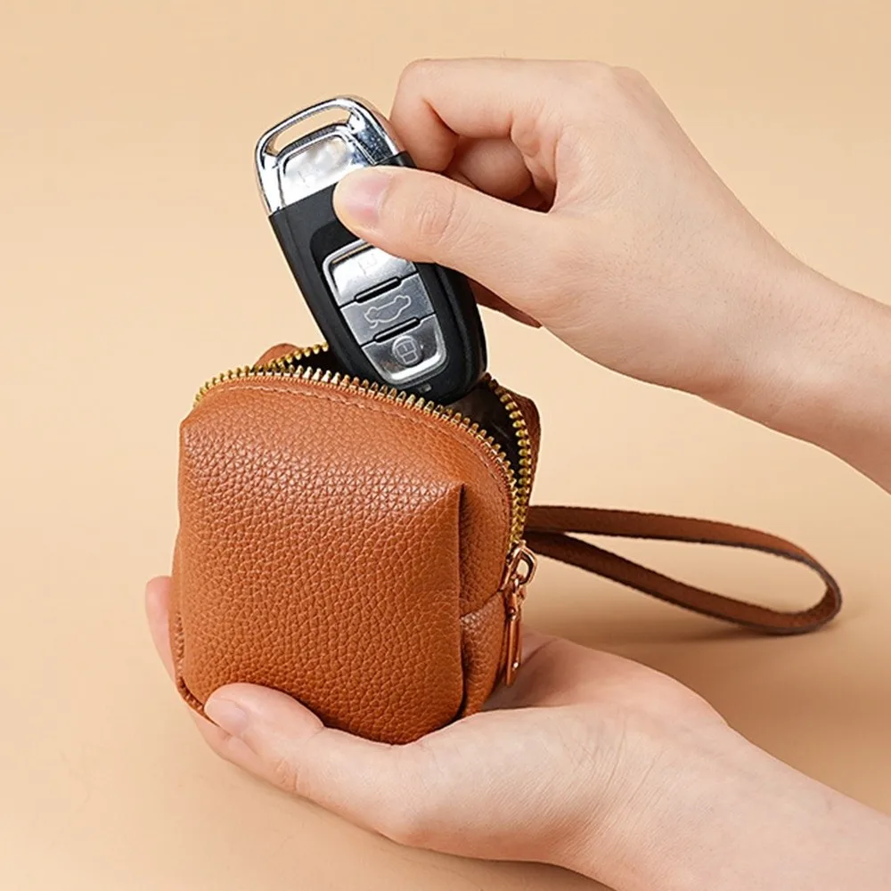 

Practical Soft Leather Car Key Bag Elegant Luxury Small Coin Purse Multifunctional Lipstick Organizer Mini Storage Bag Home