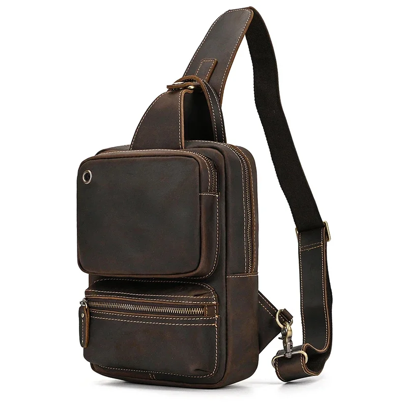 Large Capacity Leather Chest Bag Crossbody pack For Man Sling Vintage Fashion Unique Designer Pack Shoulder