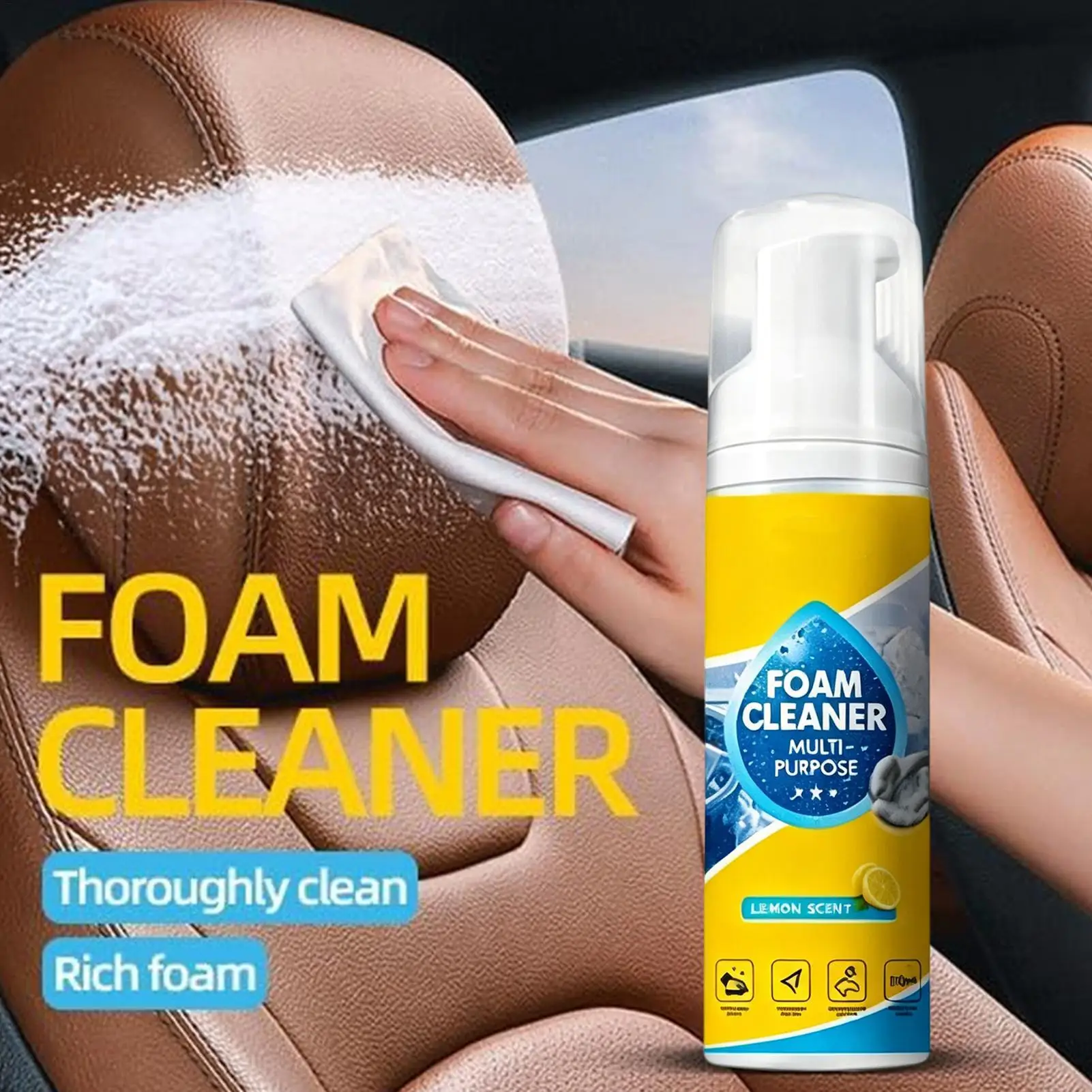 Foam Cleaner for Car 60ml All Purpose Powerful Remover Car Carpet Cleaner for Vehicle Truck Golf Garage Home Kitchens Bathrooms