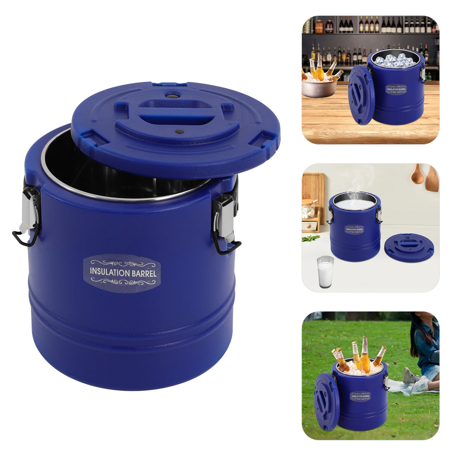 

Commercial 15L Insulated Food Storage Bucket Stainless Steel/PE/PU Foam Round Container for Restaurants Catering Outdoor Events