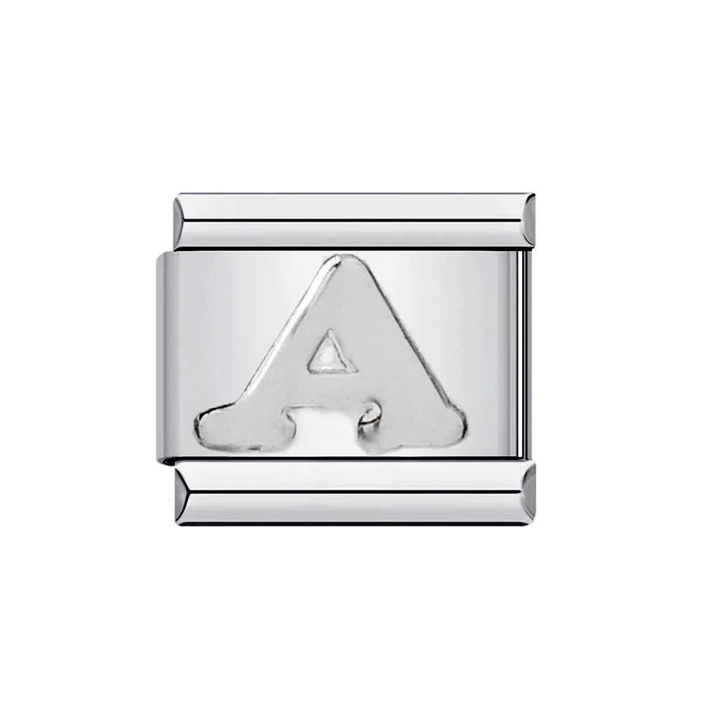 26 English A-Z Letter Name Custom Silver Color 9mm Link Charms Italian Stainless Steel Bracelet DIY Jewelry Making Hand Chain
