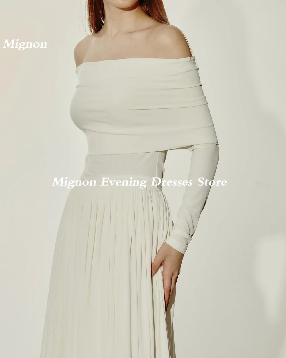 Mignon-vestido de fiesta de crepé con hombros descubiertos para mujer, hasta el tobillo traje Formal, de lujo, elegante, de noche, 2023