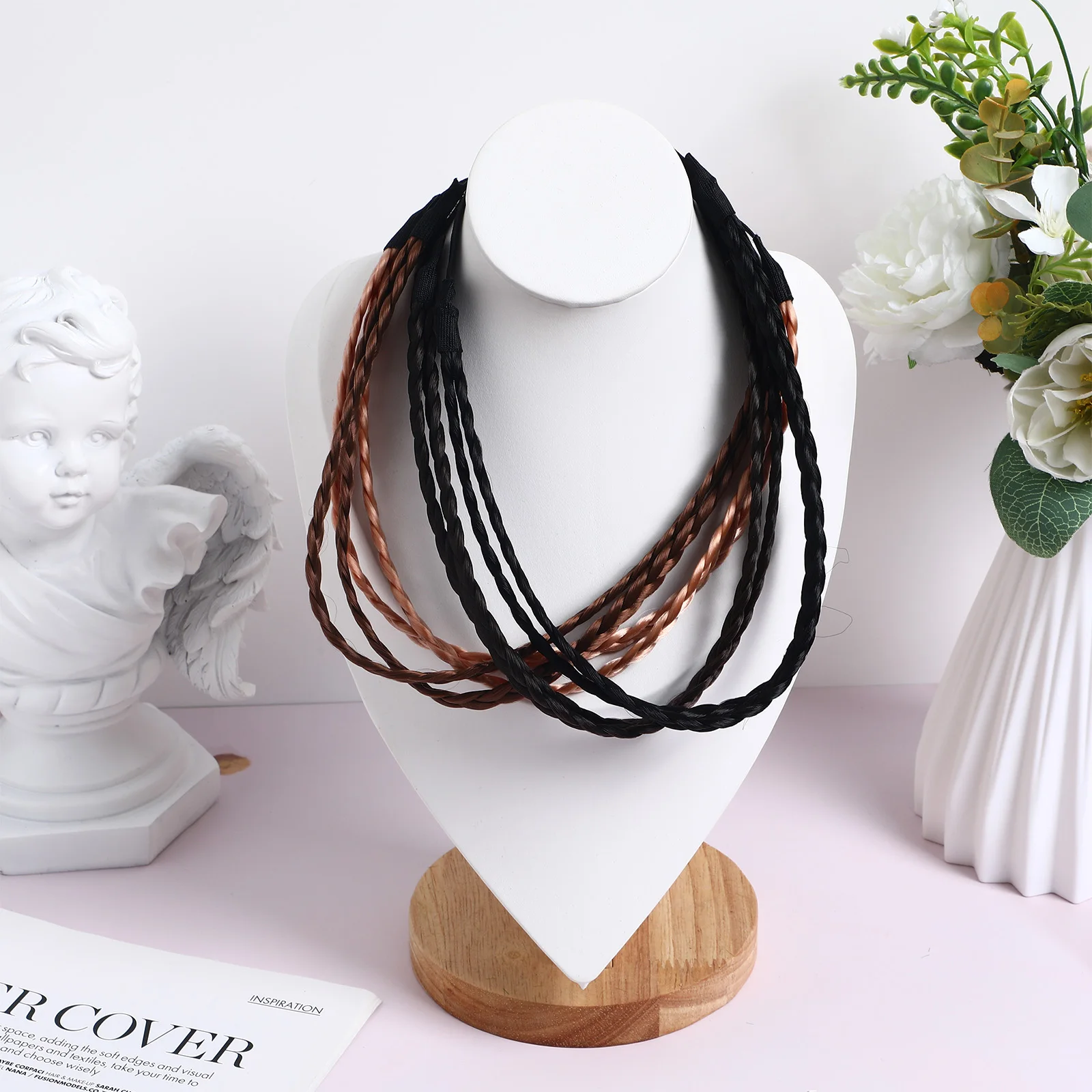 

Hairband Headband Decor Women Girl Accessories Braid AntiSlip Elastic Bands Lightweight Comfortable Photo Prop Straight