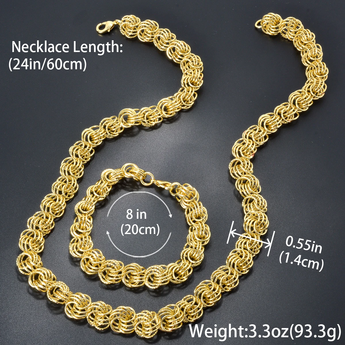 1 set thick Italian gold plated necklace bracelet set Linking Cuban necklace for female male Hip Hop rock party jewelry set gift