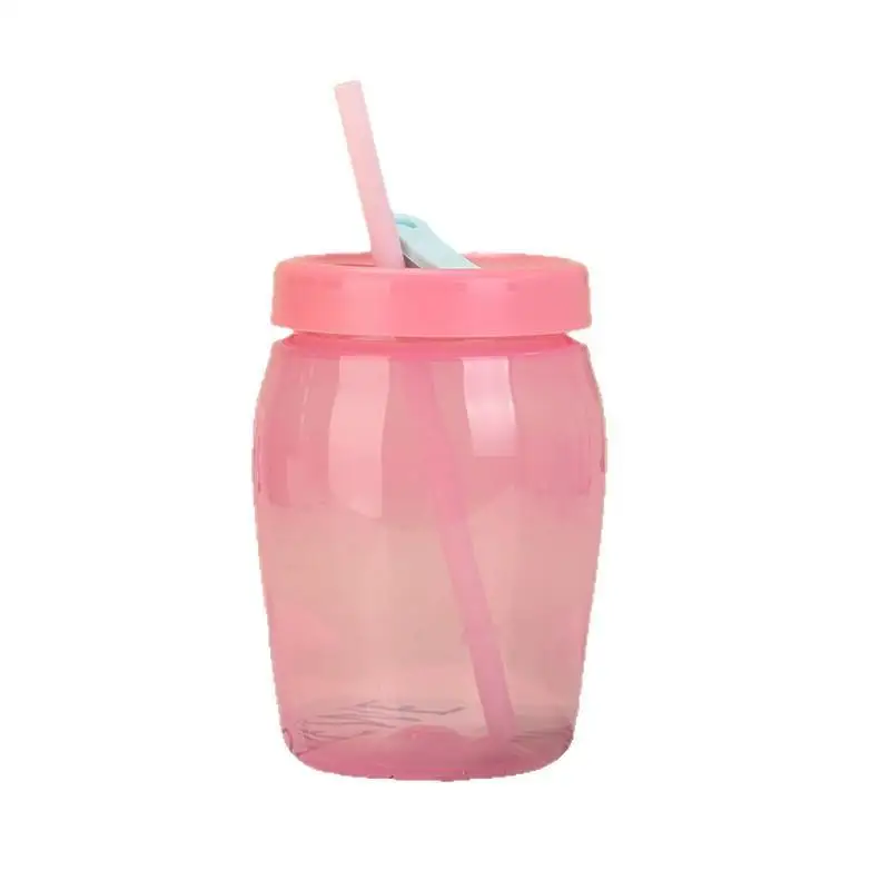 550ml Multi-functional Plastic Sippy Tumbler Reusable Leakproof Water Bottle with Straw for Office Workers Commute