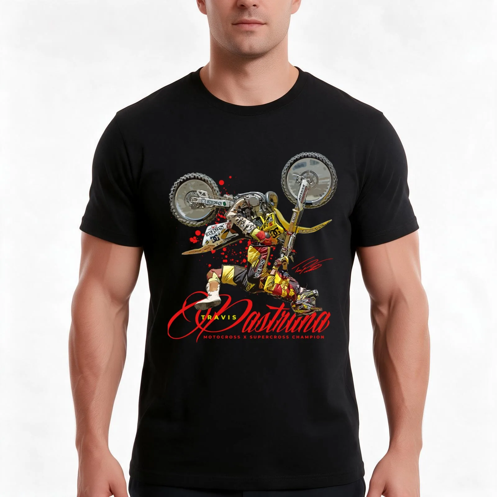 Travis Pastrana T-Shirt Summer Casual Cotton Tee Oversized Streetwear Tops Vintage Graphic Print Loose Fit Short Sleeve