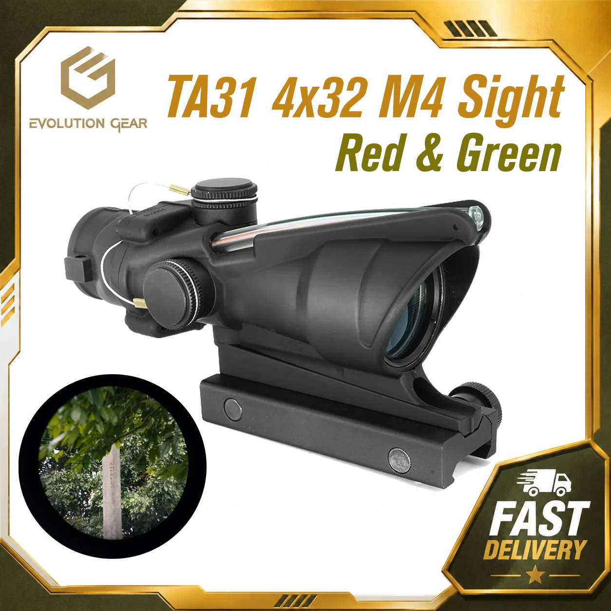 NEW Tactical TA31 4x32 M4 Chevron Reticle Fiber Optics Riflescope Illuminated With RM06 Red Dot Sight Combo