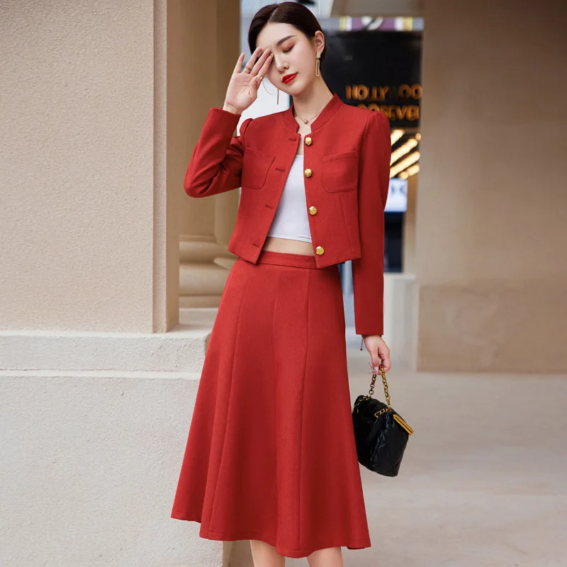 

High Quality Fabric Newest Spring Formal Professional Women Business Suits with Blazer Coat and Skirt Ladies Office Work Wear