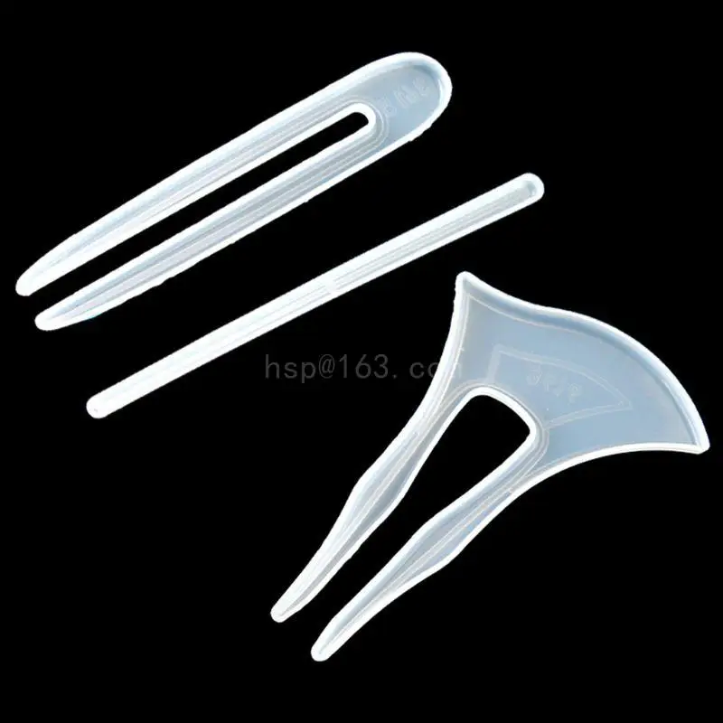 3Pcs Clear Hairpin Molds Hair Silicone Molds Headdress Hair Pin Epoxy Resin Casting Mold Jewelry Making DIY Craft