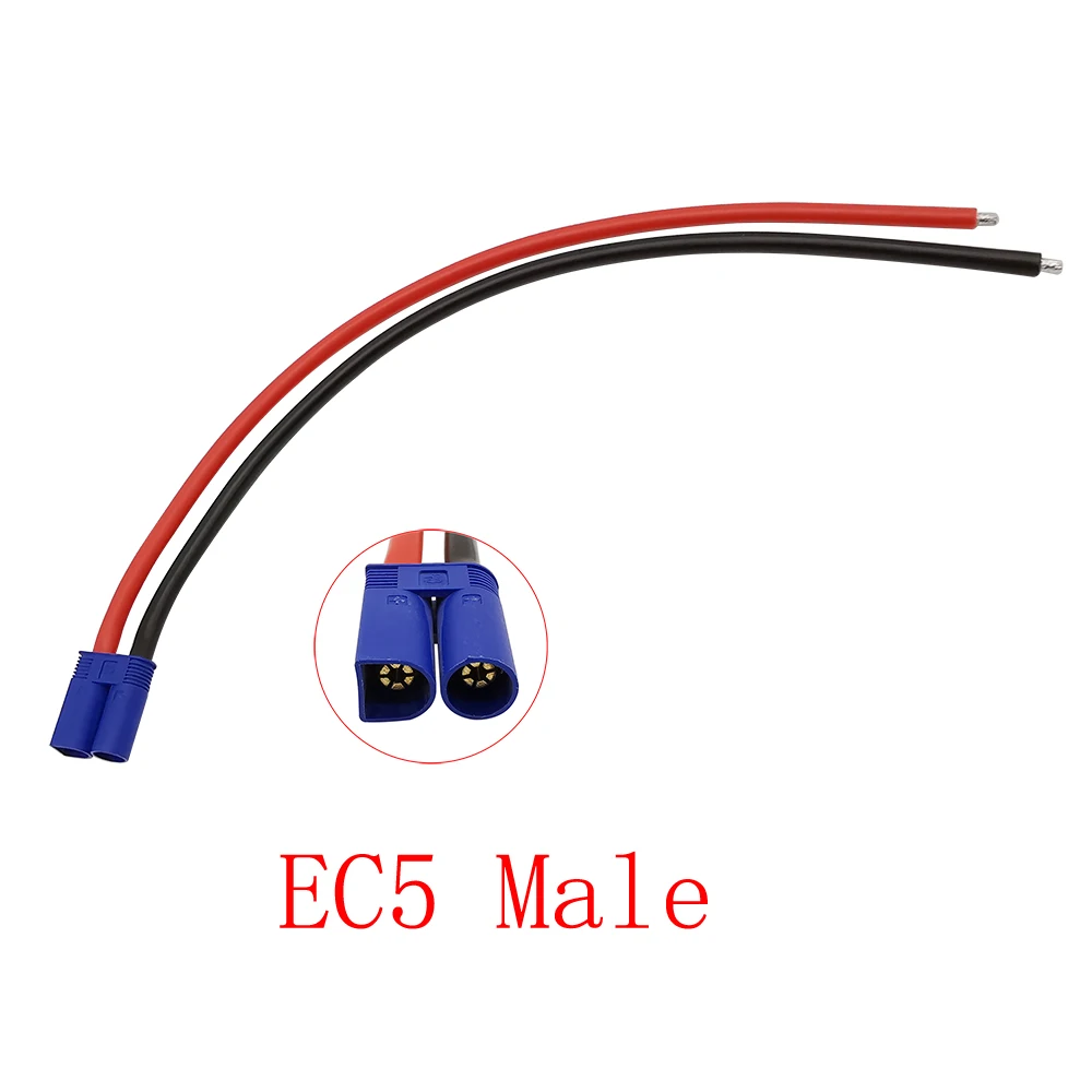 Cable de silicona EC5 de 10AWG, conector macho/hembra para batería RC, juguetes, longitud de 15CM, 30CM, 50CM