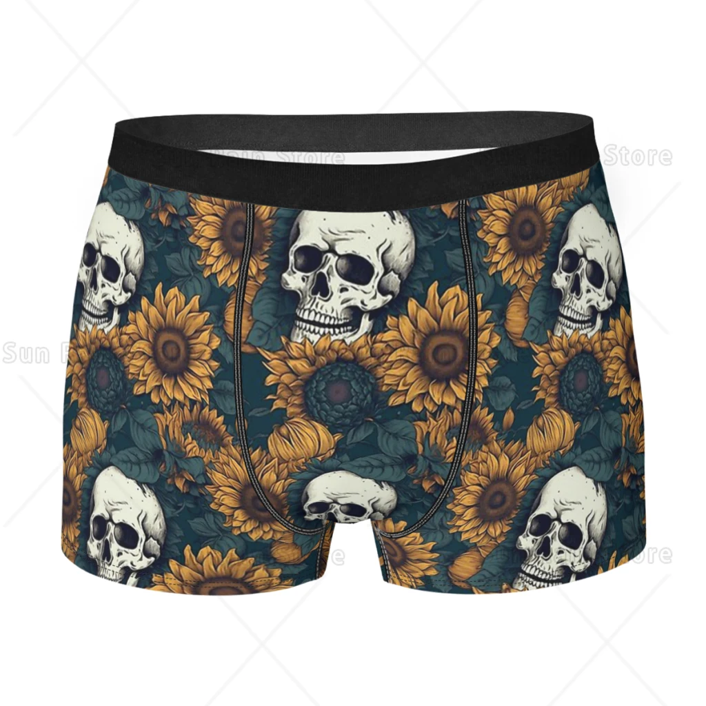 Loyal And Proud Flower Blooming Bones Sunflowers Underpants Breathbale Panties Men's Underwear Sexy Shorts Boxer Briefs