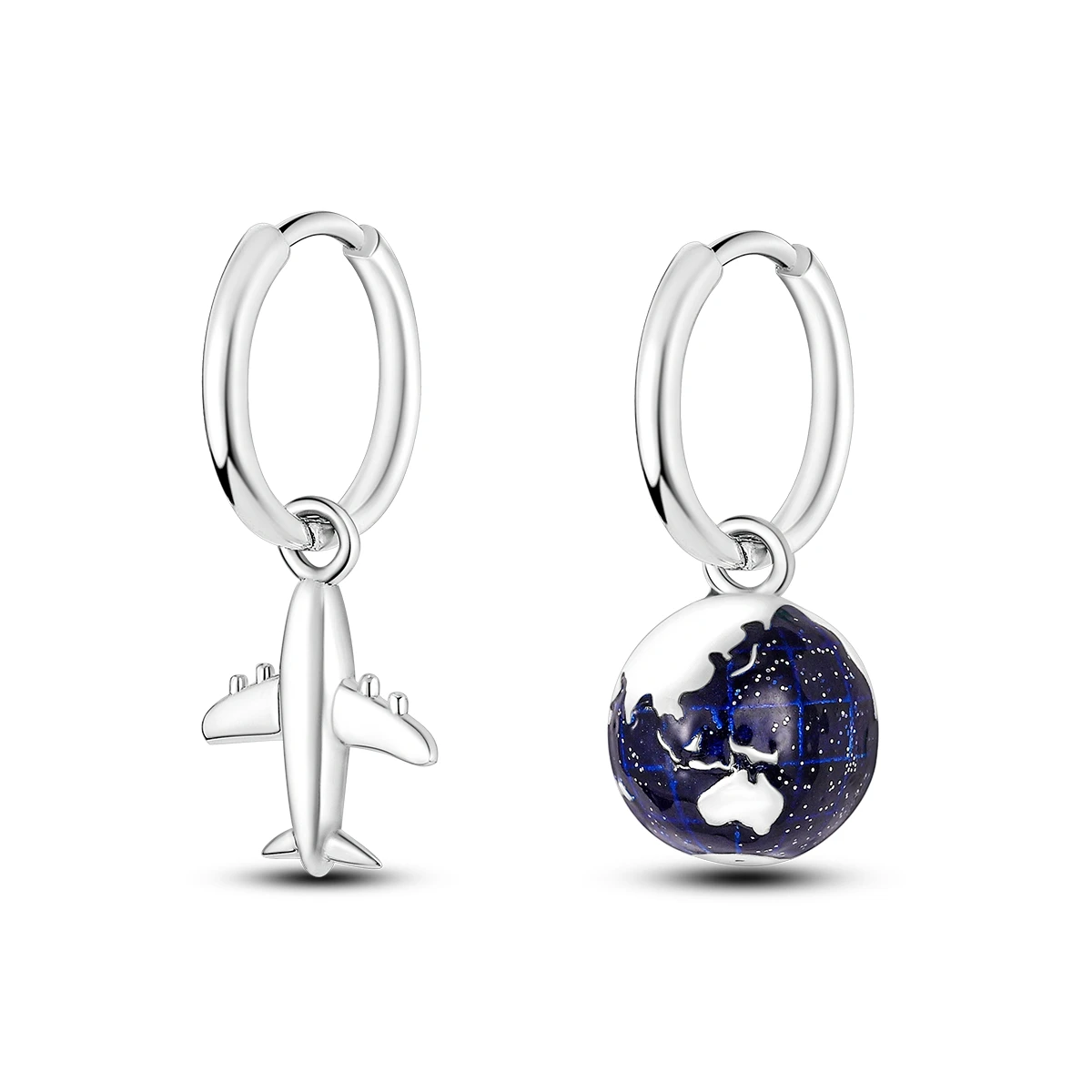 925 Sterling Silver Earth Airplane Earrings For Women Travel Theme Dangle Earrings Minimalist Cute Jewelry Gift