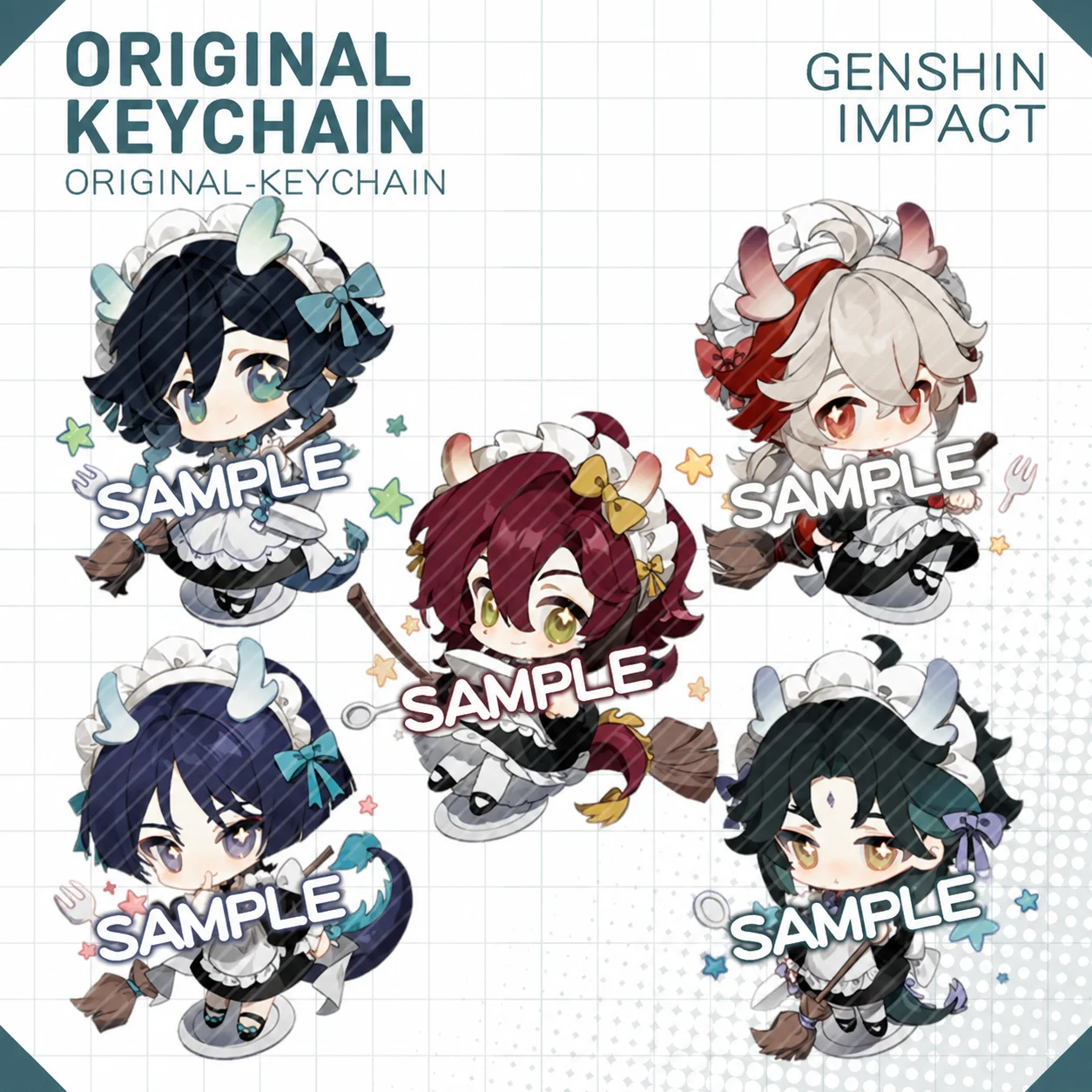 1Pc Anime Game Genshin Scaramouche Venti Xiao Pendant Keyring Cute Animal Little Dragon Knapsack Accessories Men Acrylic Keyring