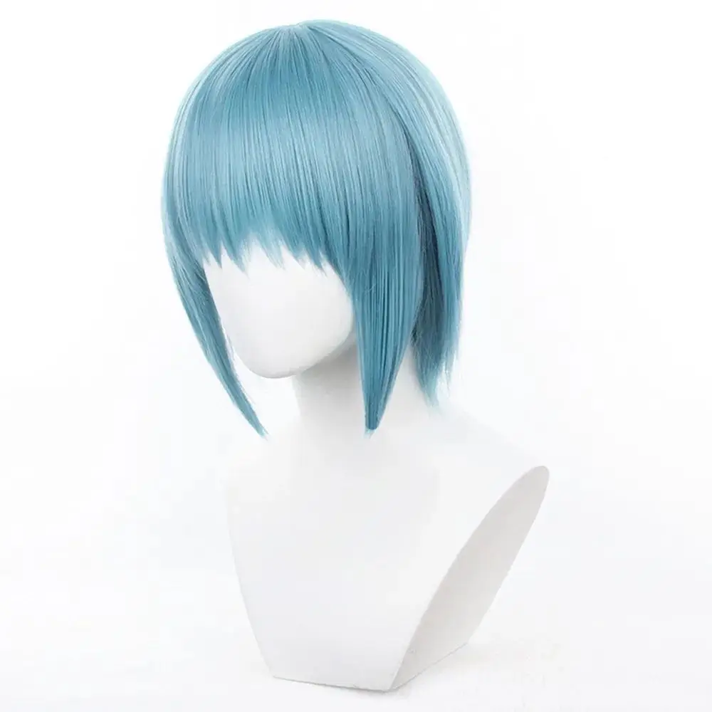Madoka Magica Sayaka Light Blue Short Cosplay Wig, Pre-Styled Anime Wig with Scalp Effect Full Head