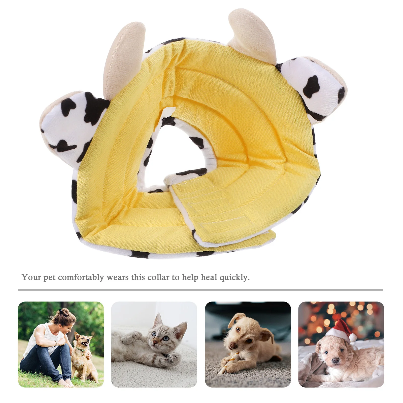 

Cow Shape Dog Recovery Collar Soft Lightweight Anti-Bite Neck Cone Pet Protective Cat Surgery Collar Comfortable Healing Cone