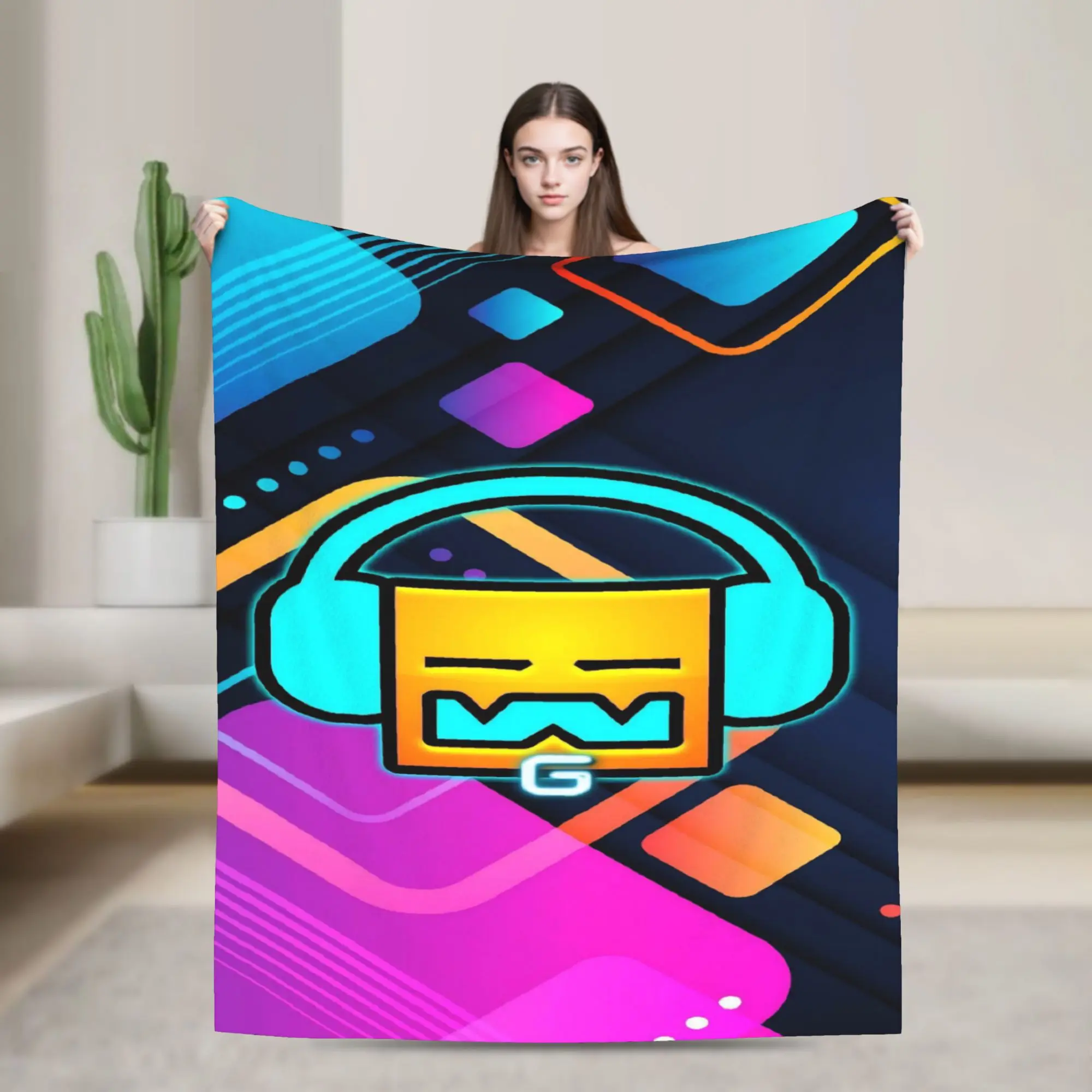 New Arrival Geometry Dash Games Blanket Ultra-Soft Flannel  Comfortable Throw Blanket Machine Washable