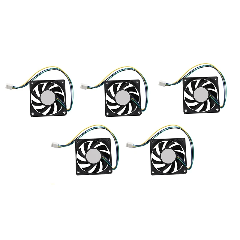 

5 шт. 70x70x15 мм 12 В 4 контакта PWM ПК компьютер чехол кулер ЦП охлаждающий вентилятор черный