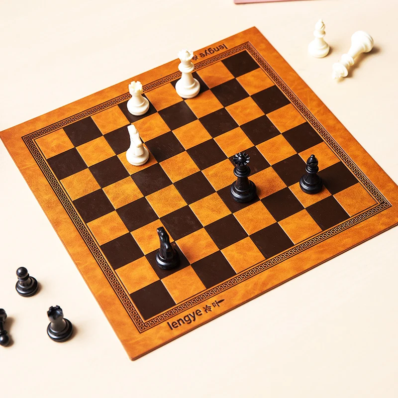 Chessboard PU Double sided Leather Chess Board 33.7*33.7cm Checker 35mm Folding Checkers International  Chess Game Board IB05
