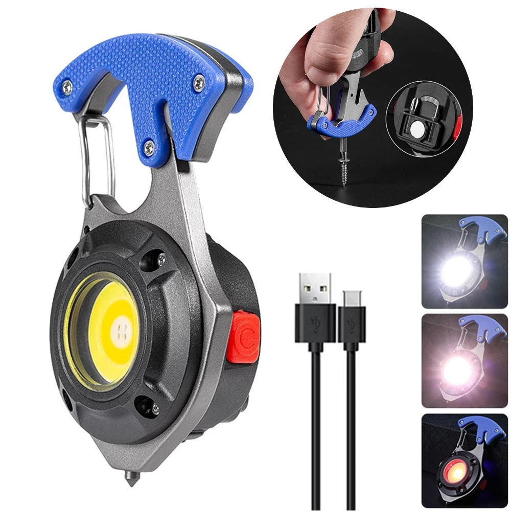 Portable Mini Multifunctional LED Keychain Waterproof Cob Work Outdoor Camping Flashlight Rechargeable Style Repair Work