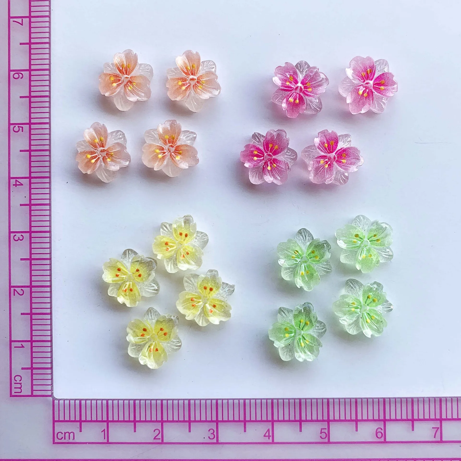 10pcs Mini Luminous Petal Nail Art Accessories 3D Ice Transparent Flower Nail Charms Bulk Kawaii DIY Rhinestone Decoration Parts