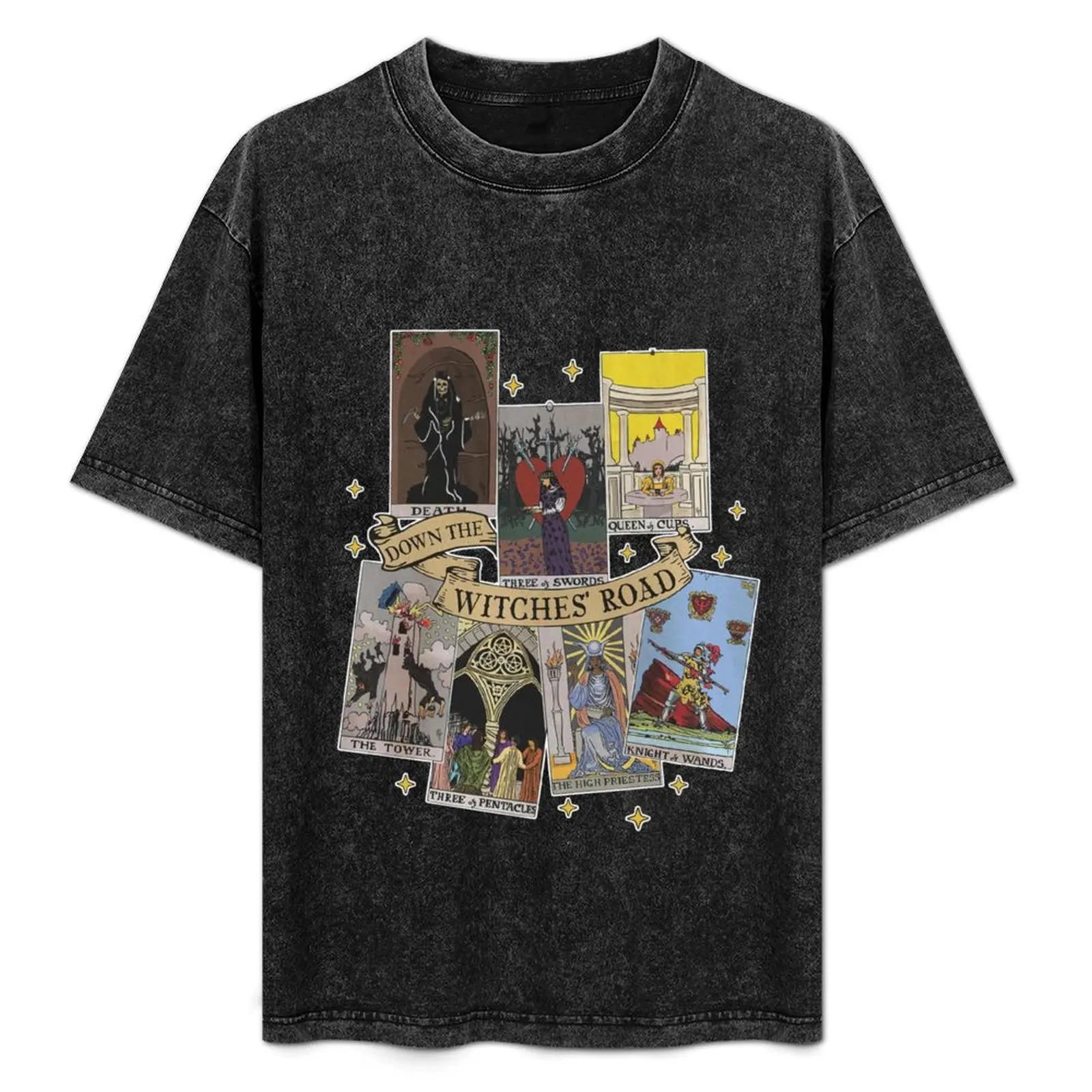 

Vintage Agatha All Along Tarot Cards T-Shirt Everyday Wear Basic Short Sleeve Top