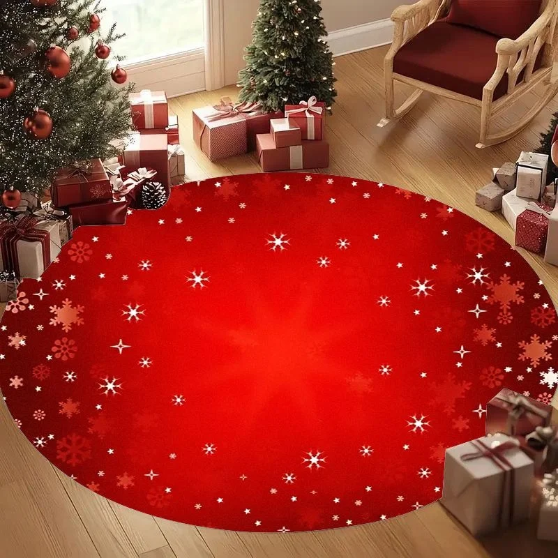 Pink Holly Bow Round Carpet Soft Pink Base Holly Leaves Red Berry Big Pink Bow Snow Dot Print Romantic Gentle Christmas Carpet