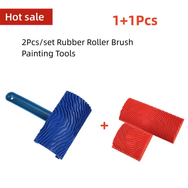 

2Pcs/set Rubber Roller Brush Painting Tools Imitation Wood Graining Wall Painting Home Decoration Art Embossing DIY Graining