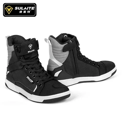 Imagen 1 del producto Botas de moto informales para hombre, transpirables, protectoras, equipo deportivo de carreras de carretera, suela de goma, zapatos reflectantes para moto